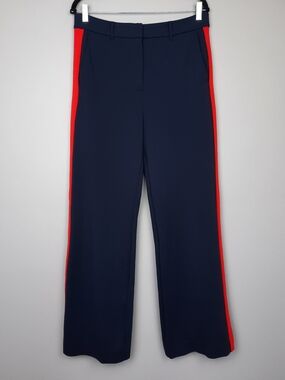 Boden LONG Navy and Red Stripe High Rise Wide Leg Pants size 10